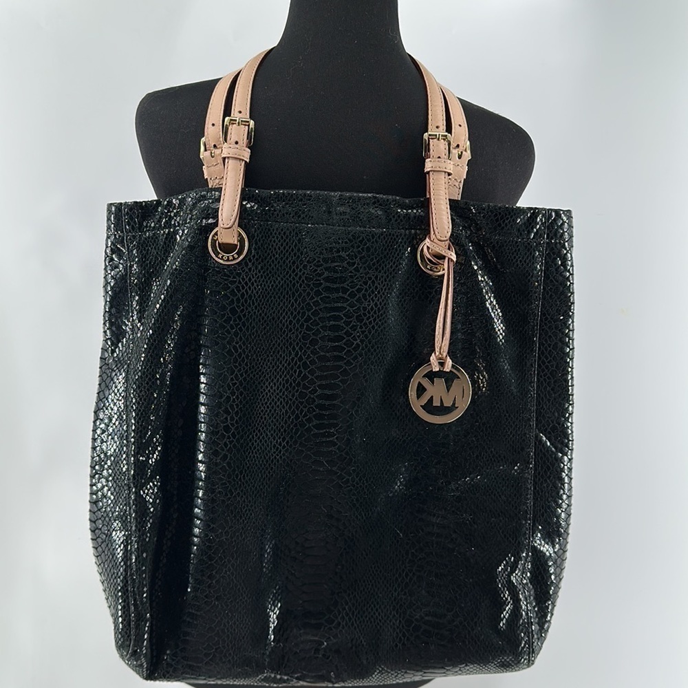 Michael Kors Black Python Effect Patent Leather N… - image 7